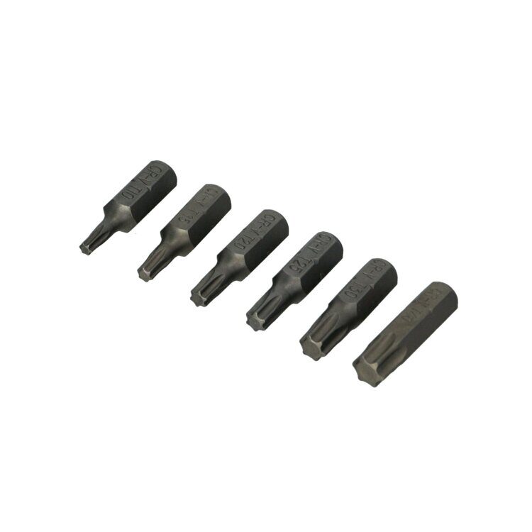 Биты TORX T10,15,20,25,30,40 х 25мм сталь CR-V набор 6 шт.